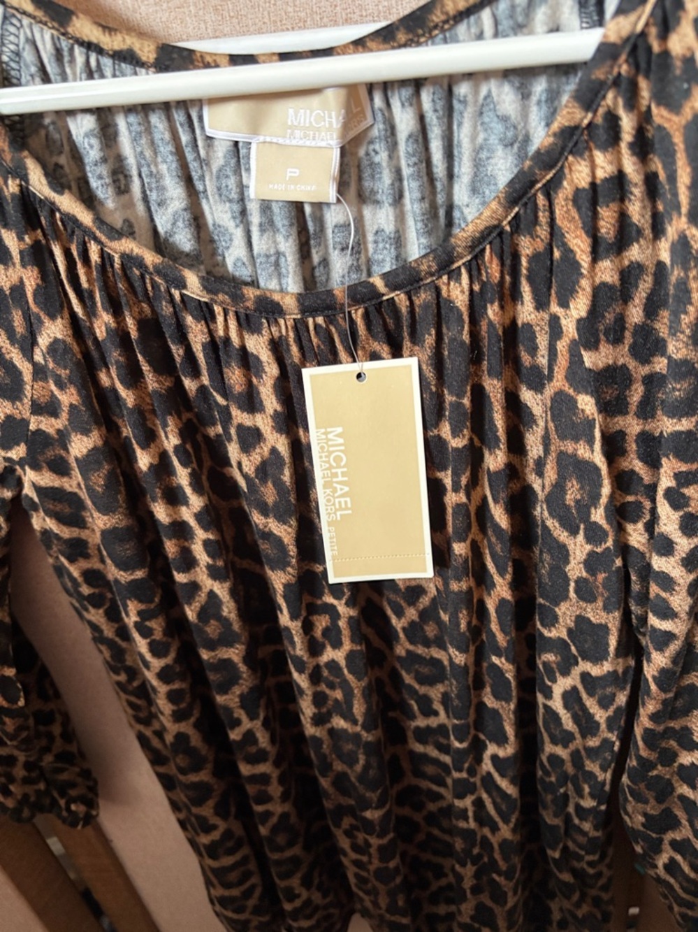 MICHAEL Michael Kors Leopard Print Blouse - Brown & Black Petite Petite NWT - Picture 2 of 5